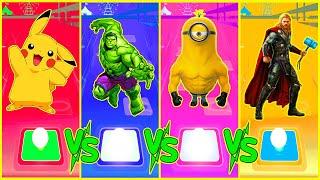 Pikachu vs Hulk vs Minions vs Thor  Who Will Win