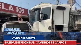 Batida entre ônibus, caminhões e carros causa transtorno em rodovia de SP | Brasil Urgente