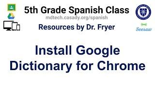 Install Google Dictionary for Chrome