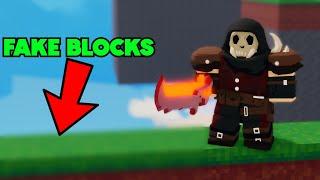 Tricking noobs with FAKE BLOCKs  (Roblox Bedwars)