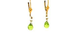 Gorgeous Peridot Briolette Earring Set in 14 Karat Yellow Gold