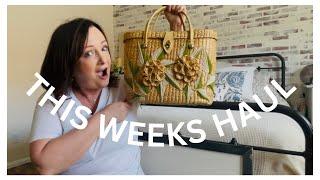 HAUL FROM THE THRIFT STORE, OLD NAVY, TRADER JOES. PROGRESS UPDATE ON MY PAINTING & A BRICK WALL