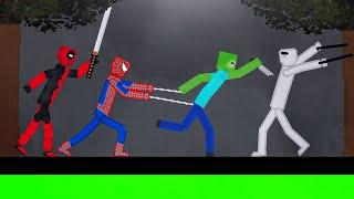 Spider-Man and Deadpool Saves People From Minecraft Creatures in People Playground