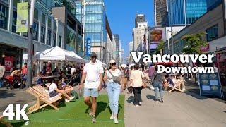 Walking Vancouver Downtown Big Festival in Hot Summer (4K)