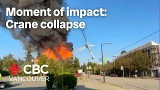 Massive fire and crane collapse in Vancouver's Dunbar neighbourhood