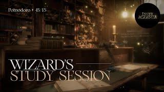 2hr Study at The Wizard's Library With 45/15 Pomodoro ୭ Dark Academia Cozy Library ASMR Ambience ️