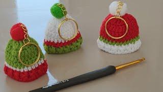 Perfect Christmas Gift Idea! Easy & Fun Handmade Crochet Santa Hat Keychain