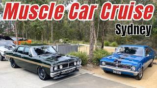 Tuff Muscle cars rolling into Cars & Coffee by Oldskool Muscle Car Cruise in Western Sydney