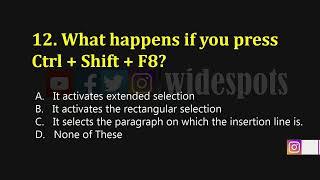 Most Repeated 20 Function Keys MCQs | F Keys MCQs For NTS, OTS, Pak Navy, Army, PAF