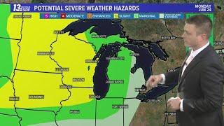 13 ON YOUR SIDE Forecast: Nice Monday; Tracking Tuesday's thunderstorm potential