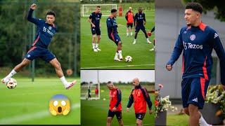 Jadon Sancho training at Carrington training grounds with Manchester United ahead of preseason