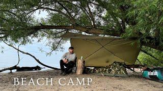 Camping on a Beach | Tarp and Bivvy | SUDDEN STORM