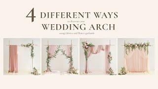 4 different ways to decorate your wedding arch with fabrics and flower garlands