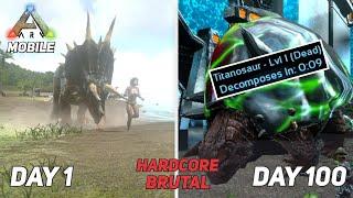 Surviving 100 Days in HARDCORE BRUTAL Ark Mobile | Ark Survival Evolved