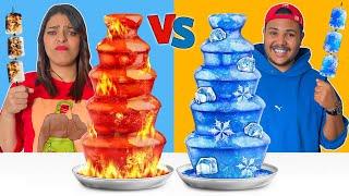 تحدي الأكل "البارد" ضد "الساخن" لـمدة 24 ساعة ‼ Hot vs cold food challenge