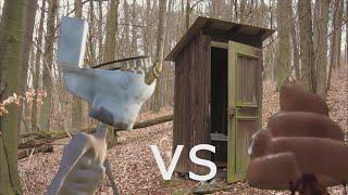 Toilet head versus poop head. Who will win the unequal battle in the fairy forest?