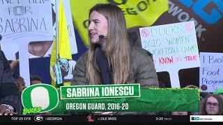 "DUCKS BY A MILLION!"  | Oregon Alum Sabrina Ionescu Makes Talks Game vs. Maryland | Oregon Football