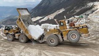 Huge Caterpillar & Komatsu Wheel Loaders Working Hard On Marble Quarries - Mega Machines Movie