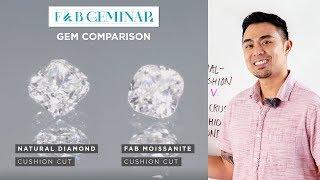 FAB First Crush (Crushed Ice) Cushion Moissanite v. Natural Cushion Diamond