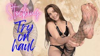 4K Try on Haul with Liza * Stocking and pantyhouse * Hot Lingerie 2024