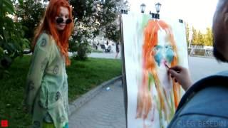 ©.BESEDIN. WATERCOLOR PORTRET IN REAL TIME: 10 min!