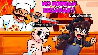 ESCAPA DEL PIZZERO MALVADO  BEBE NOOB VS PIZZERIA DEL MAL  MINECRAFT ROBLOX