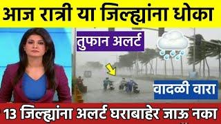 आज संध्याकाळी ढगफुटी सदृश पाऊस Rain News Today Aajcha Havaman Andaj