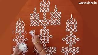 17 dots Easy Kuthu Vilakku Kolam || Simple Karthigai Deepa Kolam || Diya Rangoli || Tippudu Muggulu