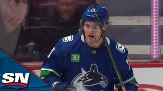 Canucks' Nils Hoglander Tucks It Past Capitals' Darcy Kuemper After Nifty Move In Tight