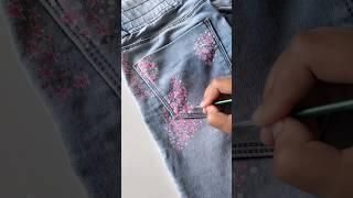 Painting on my jeans  #shorts #ytshorts#viralvideo #acrylic#diy#shortsfeed#art #trending#artshorts