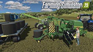 FILLING THE BALER with NET WRAP (to make silage bales) | Farming Simulator 25