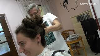 8071 Melanie 1 dry cut haircut by barber in barbershop  full video Part 1