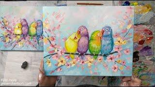 Lovey Dovey Birds | Acrylic Painting Tutorial | Love Bird Painting