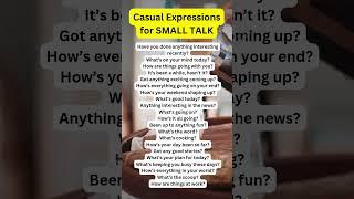 CASUAL EXPRESSIONS FOR SMALL TALK #english #englishlearning #shortsvideo #shorts #ielts