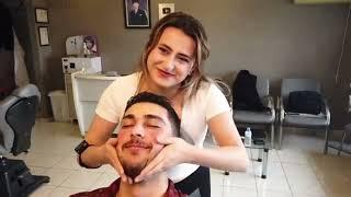 ASMR SLEEP PILL | RELAX and ENJOY TURKISH LADY BARBER'S HAIR WASH, HEAD, FACE & EAR MASSAGE