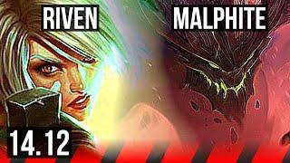 RIVEN vs MALPHITE (TOP) | 7 solo kills, 19/3/3, Legendary, 500+ games | EUW Grandmaster | 14.12