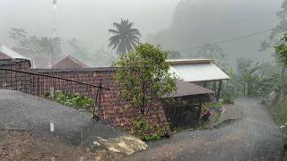 Heavy rain in rural Indonesia||sound of rain that soothes the soul||sleep in 5 minutes