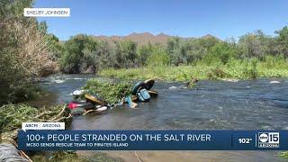 MCSO rescues 100+ tubers who got stranded on the Salt River due to large fallen branch