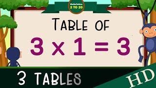 3-x1=3 Multiplication, Table of Three 3 Tables Song Multiplication Time of tables  - MathsTables