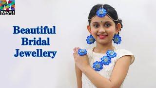 Unique bridal jewelry for wedding ceremony/ Blue foam flower jewelry