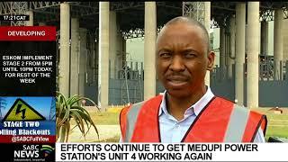 Eskom says working on getting Medupi Power Station Unit 4 back online