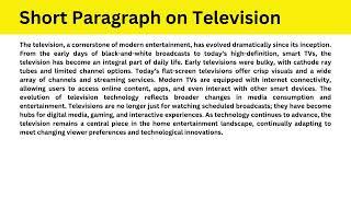 Short Paragraph on Television