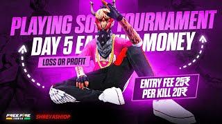 Playing Solo Tournament  Day 5 Earning Money  Per Kill 20₹ | Loss Or Profit  | Khiladi Adda App