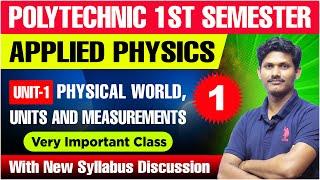 Diploma 1st Semester Applied Physics Class 01 | Unit 1: Physical world, Units and Measurements