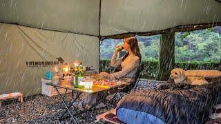 Camping in the rain all day | Solo camping with my dog