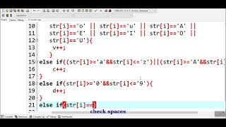 How to count vowels, consonants, digits, special characters and white spaces in a string in C++