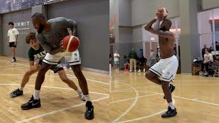 LeBron James workout preparing for Olympics and practices one legged threes