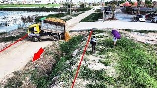 Full Video, 2 Project, Road construction, Bulldozer KOMATSU D31p, Dump Truck Unloading