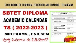 TS SBTET DIPLOMA ACADEMIC CALENDER | MID SEM EXAM DATES