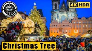 Prague Old Town Square Christmas Tree Lighting Ceremony 2024 Walking Tour  Czech Republic 4k HDR